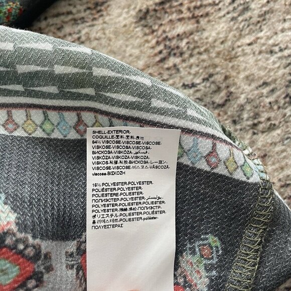 Desigual Sheer Chiffon Colorful Print Blouse Sz M Spain Boho Tribal Aztec Bishop - Picture 7 of 11